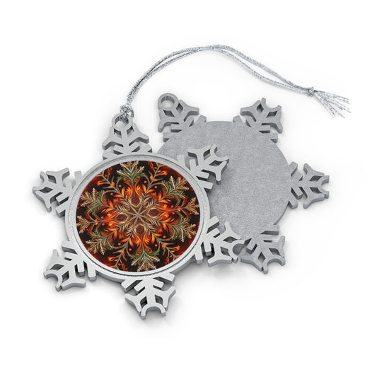 𝓕𝓲𝓻𝓮  𝓢𝓹𝓲𝓻𝓲𝓽  ~ 𝓢𝓷𝓸𝔀𝓯𝓵𝓪𝓴𝓮  Pewter Ornament