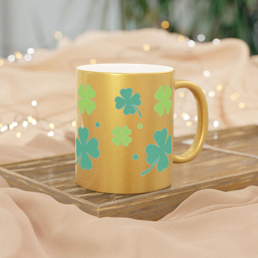 𝓛𝓾𝓬𝓴𝔂  𝓒𝓵𝓸𝓿𝓮𝓻  - Gold Metallic Mug