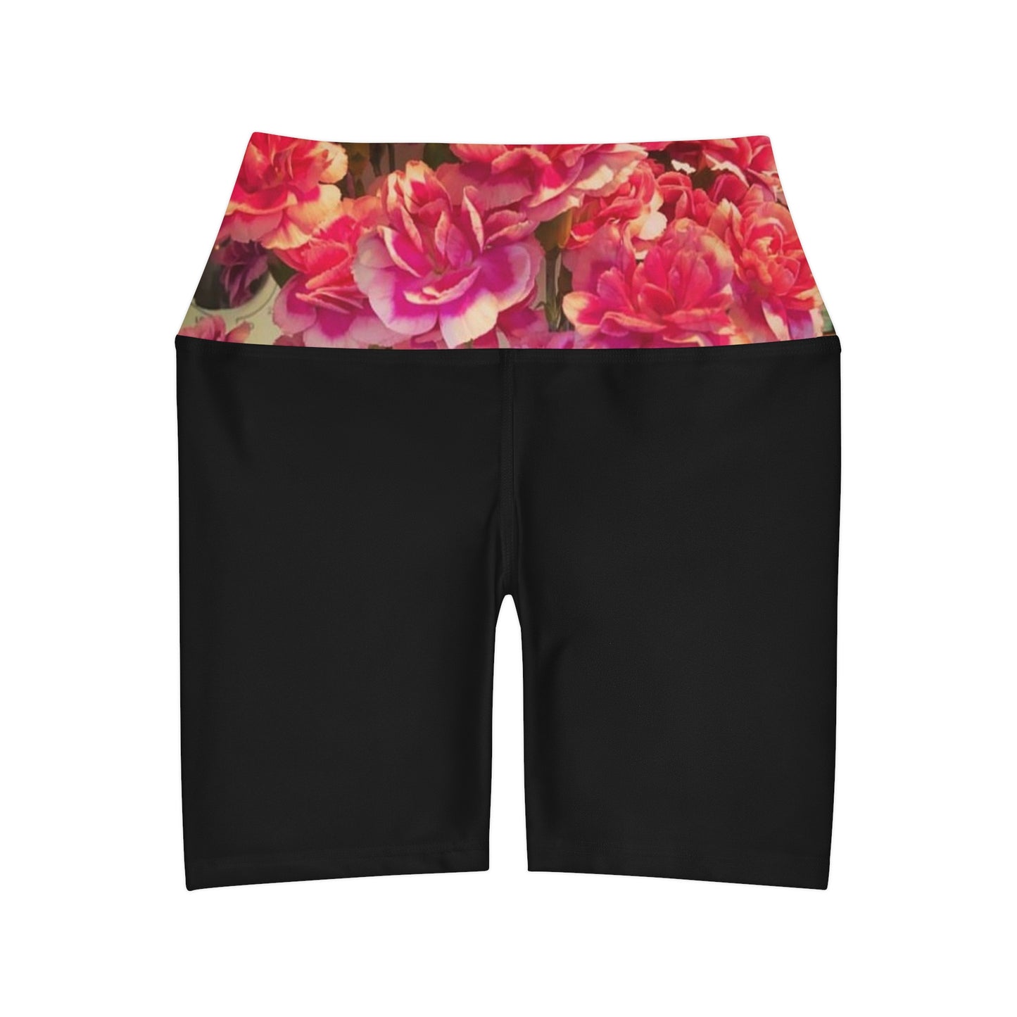 Pink Carnations - High Waisted Yoga Shorts