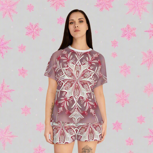 𝓛𝓸𝓿𝓮  𝓢𝓹𝓲𝓻𝓲𝓽  ~ 𝓢𝓷𝓸𝔀𝓯𝓵𝓪𝓴𝓮 -  Women's Short Pajama Set